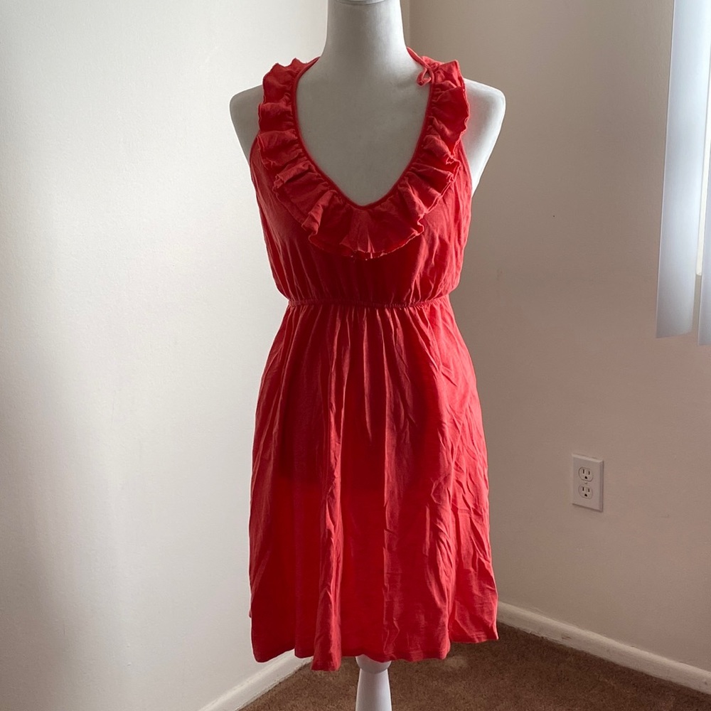 Vintage Express Halter Coral Mini Dress